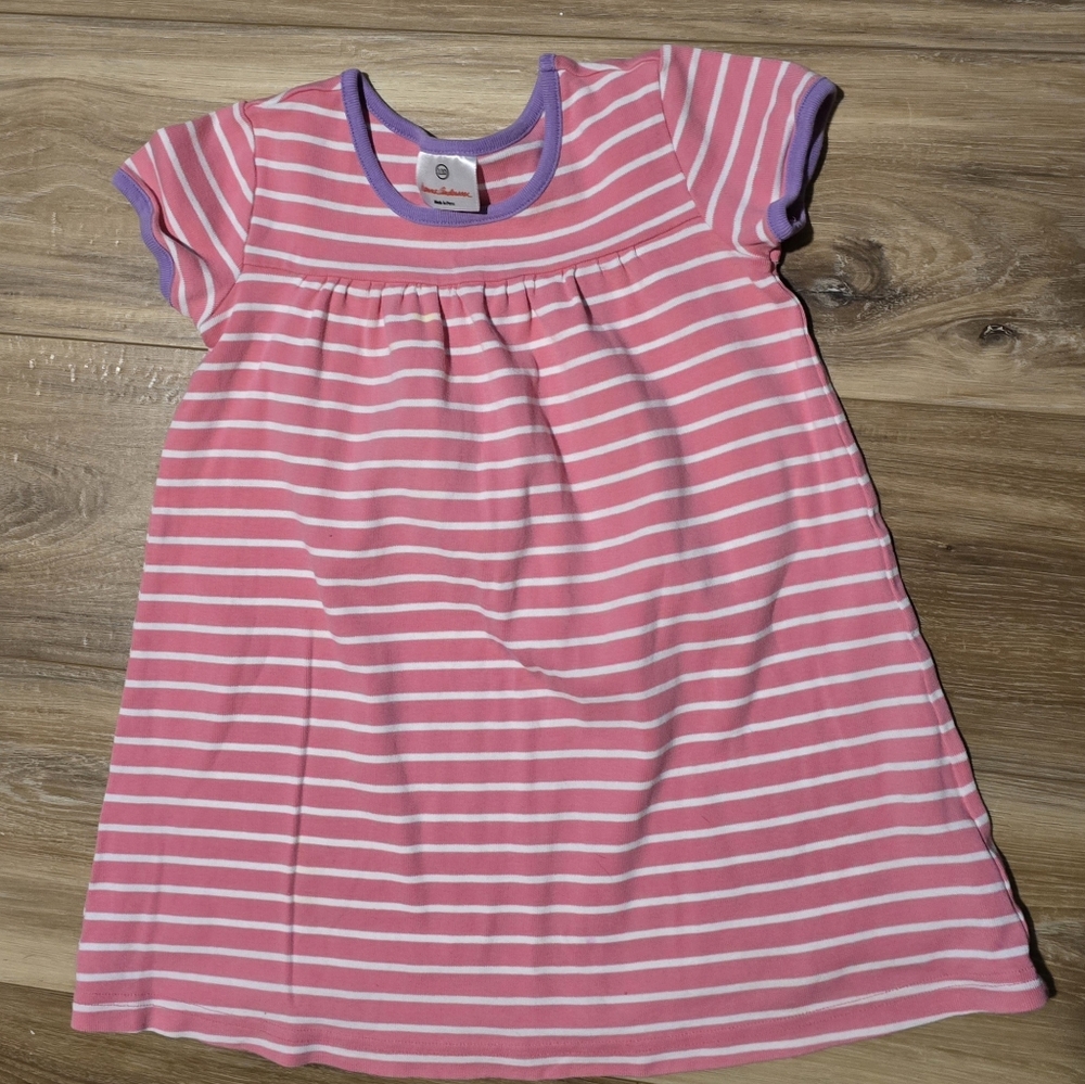 Hanna Andersson Pink and White Striped Top with Purple Trim